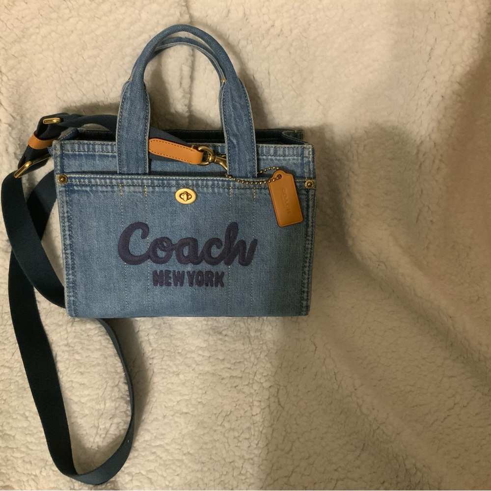 Coach Blue Denim Handbag with Black Strap
